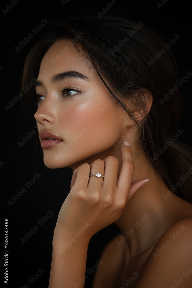 Fototapeta premium A portrait of Jewelry Model. Model in set of Jewelry. Luxury Jewerly.