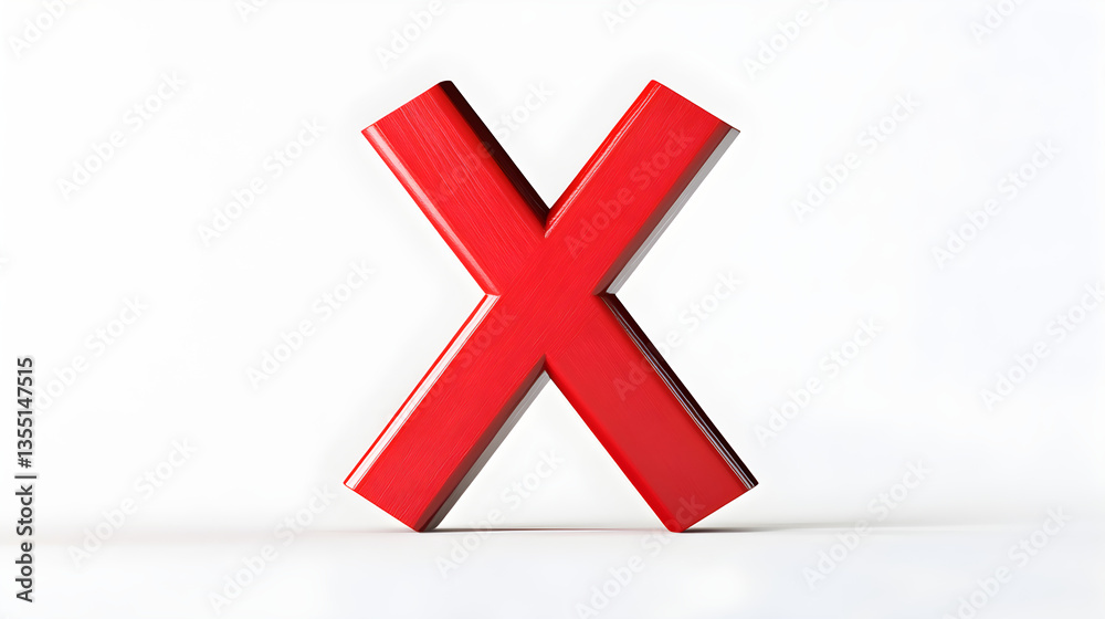 Obraz premium Bold Red X-Mark on White Background: Symbol of Negation, Cancellation, or Decisive No - Universal Message Conveyed Clearly