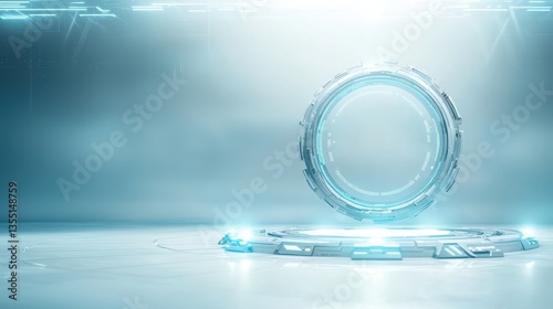 Wallpaper Mural Elegant round mirror on table, reflecting style and sophistication in interior design Torontodigital.ca