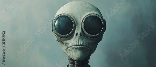 Obraz na płótnie A small alien with a skull on its face and goggles on its eyes w salonie