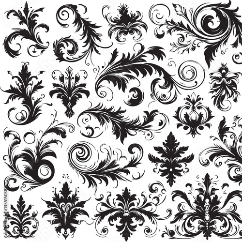 Elegant Baroque Floral Ornament | Vintage Flourish Vector Design