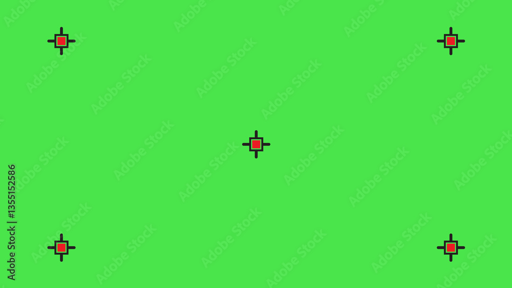 Fototapeta premium Green screen background, VFX motion tracking markers. Abstract concept video footage replacement tracking markers element.
