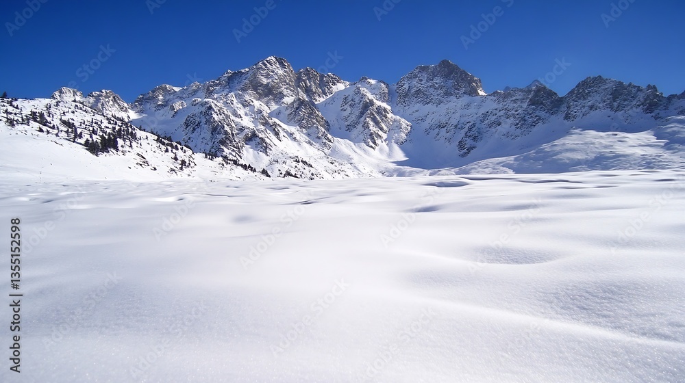 Fototapeta premium Majestic snowcovered mountain landscape showcasing the beauty of nature in winter season : Generative AI