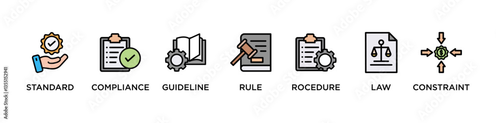 REGULATION banner web icon vector illustration concept for product and service quality inspection with an icon of standard, compliance, guideline, rule, rocedure, law, constraint, REGULATION banner web icon vector illustration concept for product and service quality inspection with an icon of standard, compliance, guideline, rule, rocedure, law, constraint,