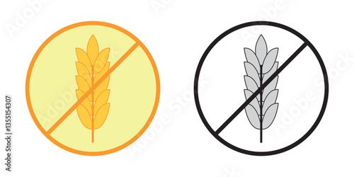 Gluten-free icon, logo, pictogram. Food label or sticker. Healthy food concept. Flat design. Black and yellow icons. EPS 10. Vector illustrations