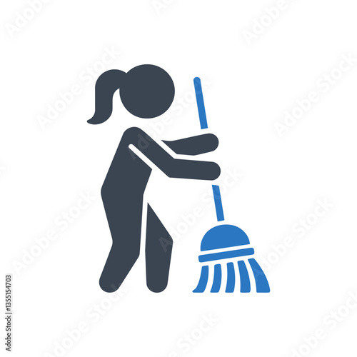 Floor Sweeping Action Icon