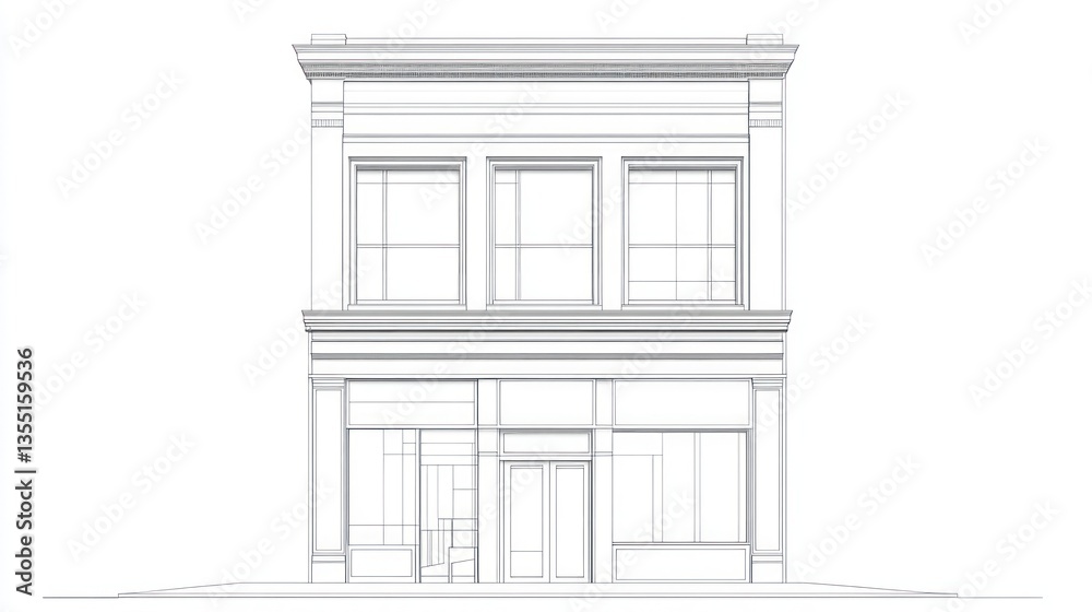 3D Rendered Front of a Classic Building 3D Rendered Front of a Classic Building