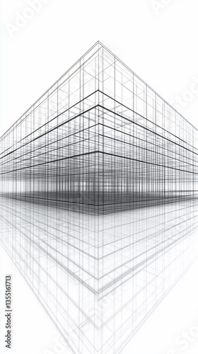 Abstract architectural wireframe model.