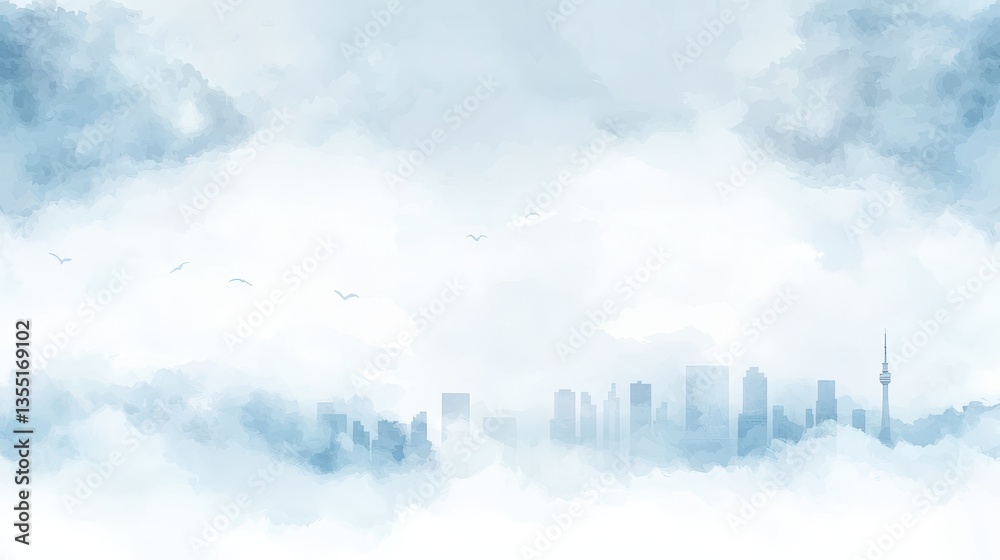 Fototapeta premium Bird in flight, majestic soaring bird over a breathtaking modern cityscape bird