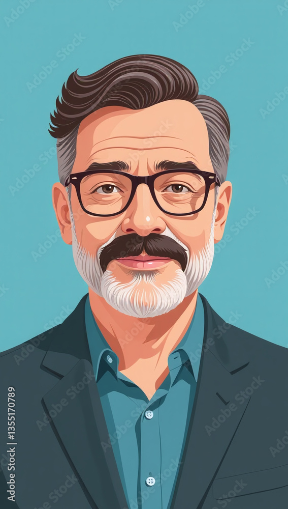 blue background featuring father mustache blue background featuring father mustache