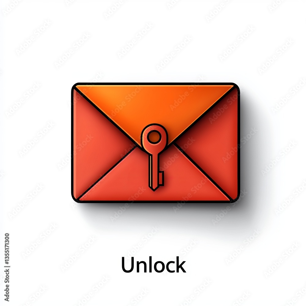 Colorful envelope icon with a keyhole symbolizes privacy and security in communication. Colorful envelope icon with a keyhole symbolizes privacy and security in communication.