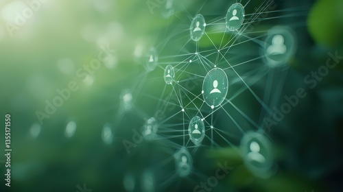 Abstract green molecular background, interconnected structures and scientific pattern