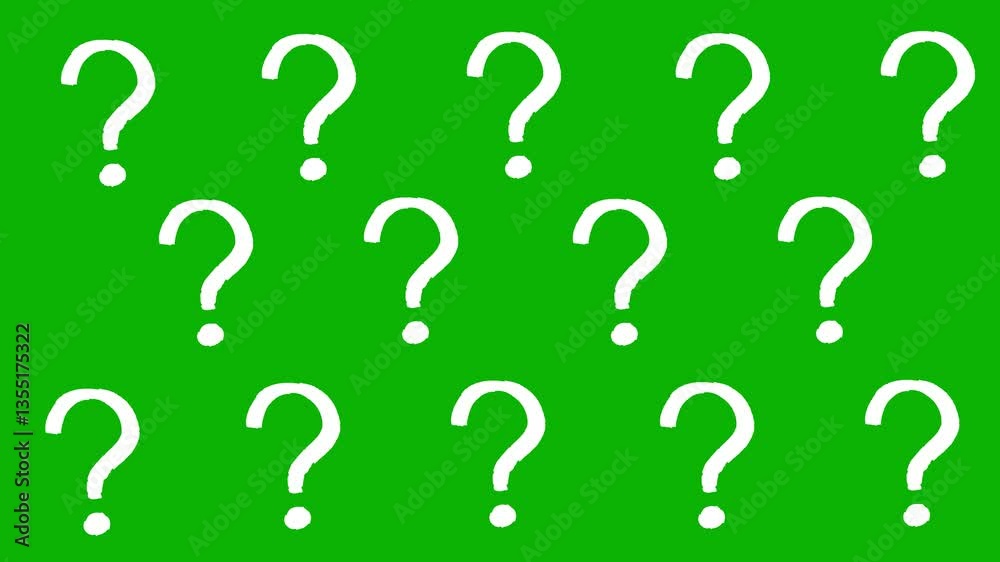 A lot of white vector question marks moving on a green background, chromakey
A lot of white vector question marks moving on a green background, chromakey
