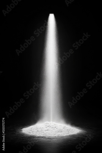 Spotlight on a pile of white powder