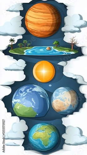 adorable planet and landscape background