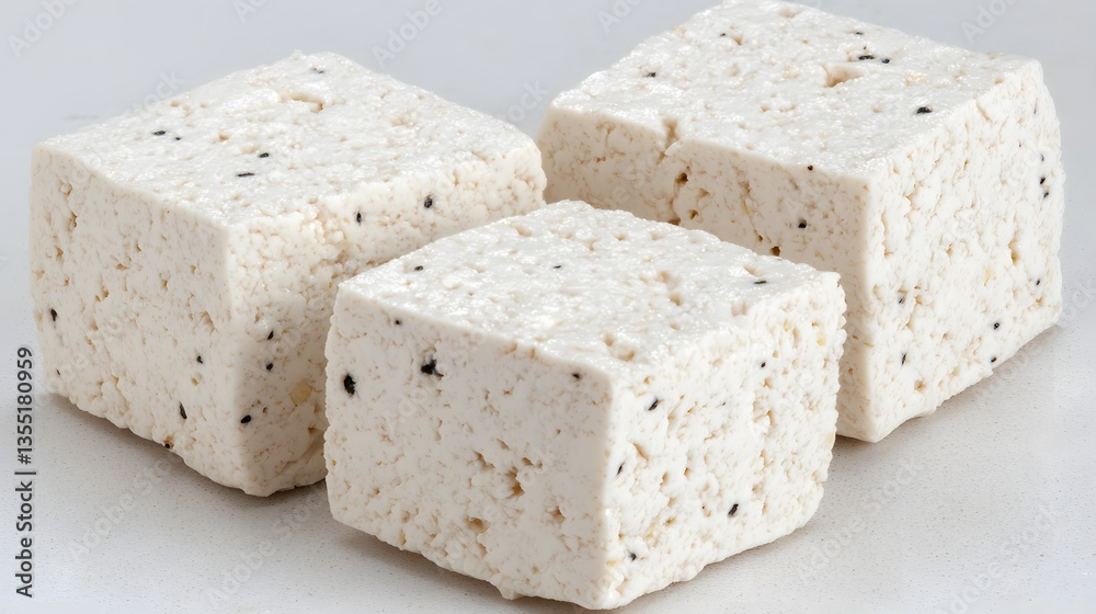 Fresh and Healthy Tofu Cubes on a White Surface Ready for Cooking or Meal Preparation Fresh and Healthy Tofu Cubes on a White Surface Ready for Cooking or Meal Preparation