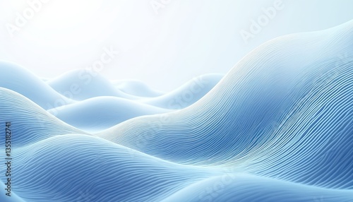 Abstract minimal tech background. Blue, white linear waves, futuristic design. Digital art, illustration for web, modern tech design, high technology, science.
