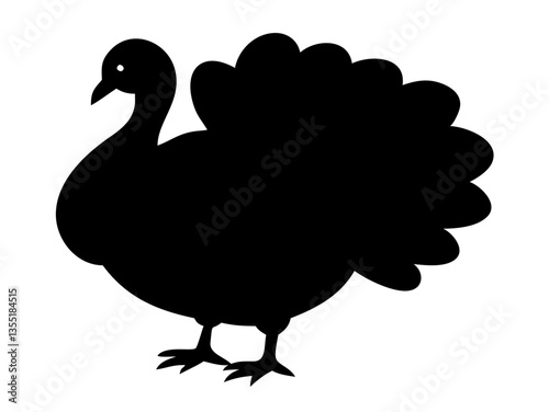 Silhouette of a Turkey: A striking silhouette of a turkey, a symbol of abundance and harvest, perfectly outlines against an uncluttered backdrop. AI Generative