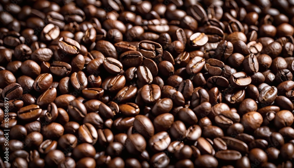 Fototapeta premium Close-up of roasted coffee beans with rich texture and dark aroma