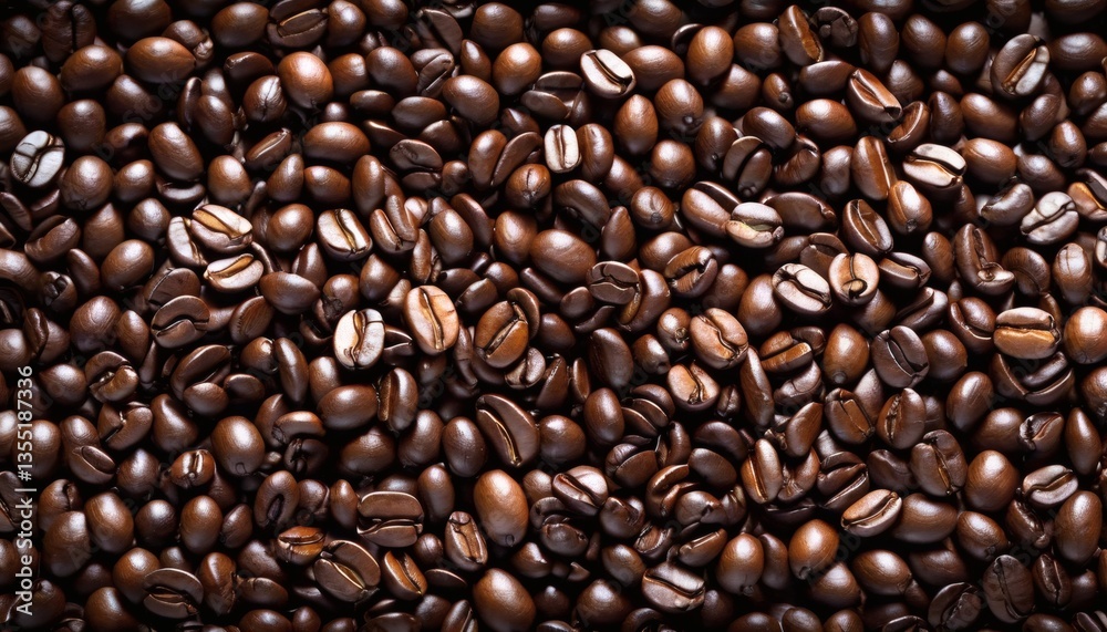 Naklejka premium Close-up of roasted coffee beans with rich texture and dark aroma