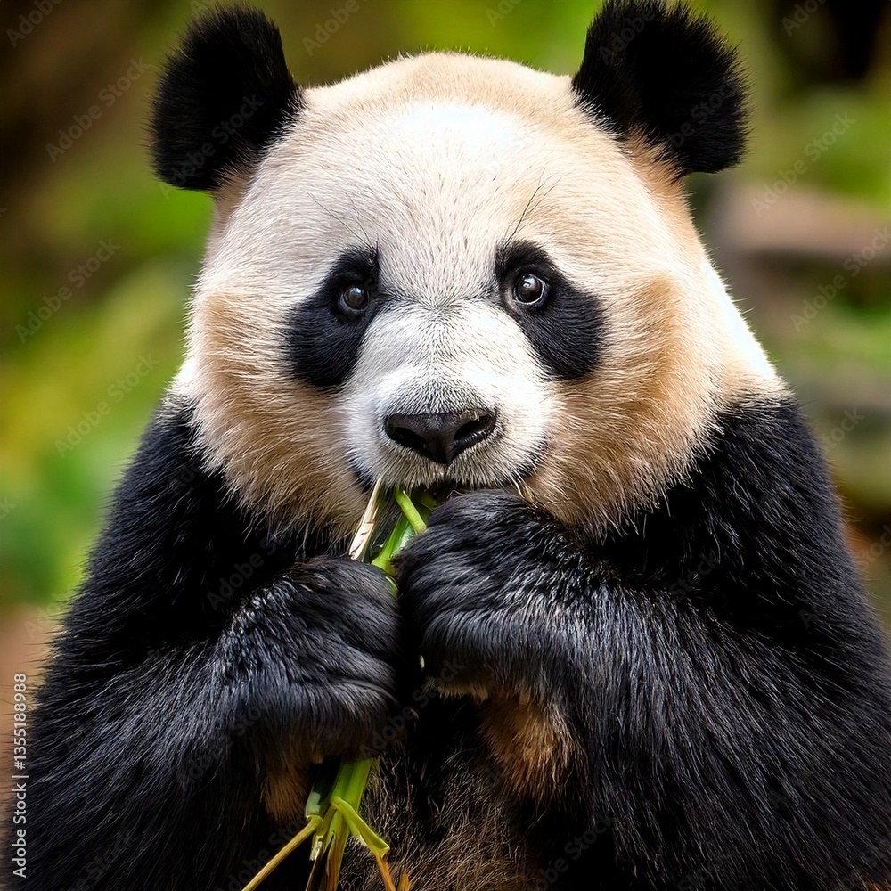 Obraz premium Panda bear eating bamboo