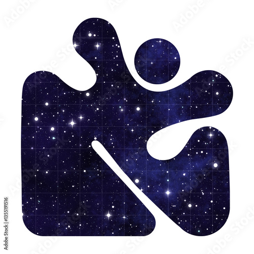 Starry space background in organic shape cutout pattern.