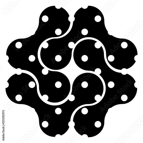 Seamless polka dot pattern in organic shape cutout frame.