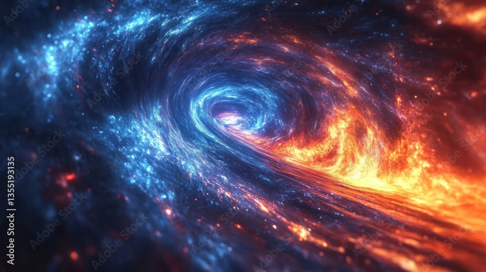 Cosmic swirling vortex of fire and ice. Cosmic swirling vortex of fire and ice.