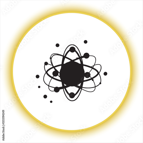 Atomic Structure Science Vector Illustration,Innovation Research Atom Concept Design,Scientific Atom Model Flat Illustration