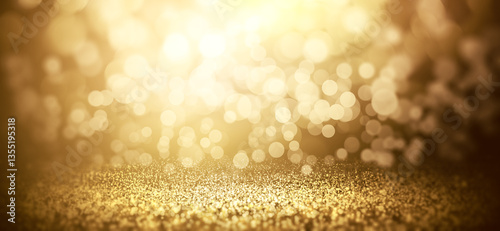 Photos Luxurious Golden Bokeh Background with Glowing Particles, Festive and Elegant De