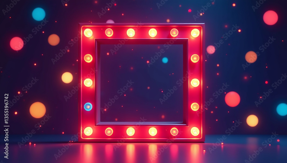 Obraz premium colorful marquee lights surround modern square striking illustration design