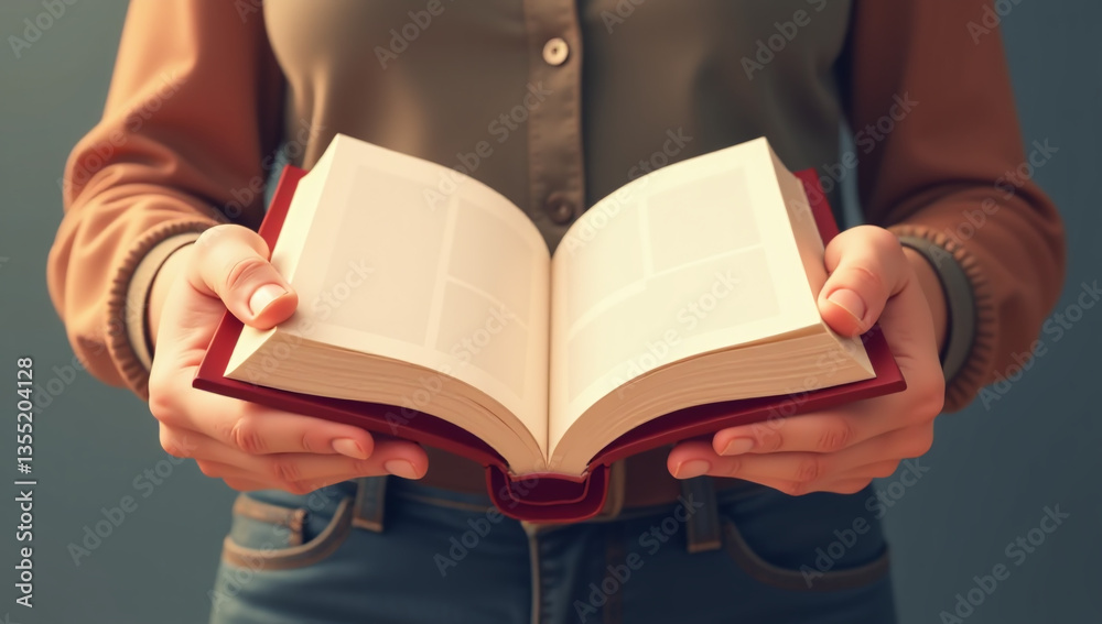 Obraz premium hands holding open covered book warm embrace hugging