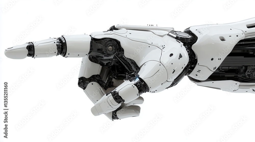 Robotic Hand Pointing Gesture Future Tech Isolated. Robotic Hand Pointing Gesture Future Tech Isolated.