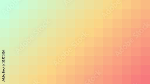 Vibrant abstract pixel background features a smooth, colorful gradient of horizontal stripes from soft green to sunny yellow and rosy pink, creating a warm and inviting aesthetic.