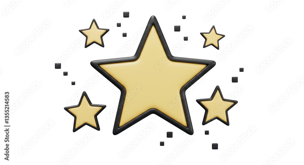 Obraz premium Isolated Golden Stars with Sparkling Particles for Achievement