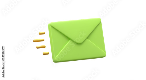Isolated Fast Delivery Green Email Envelope