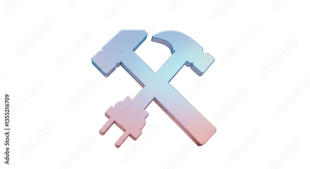 Isolated Hammer and Electrical Plug Icon Crossover Isolated Hammer and Electrical Plug Icon Crossover
