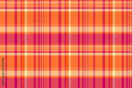 Vibrant orange and pink plaid pattern. Perfect for textile design, fashion, website backgrounds, or any project needing a cheerful, energetic feel.