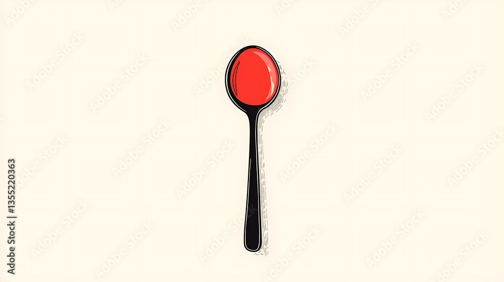 Red Sauce Spoon with Top View. Red Sauce Spoon with Top View.