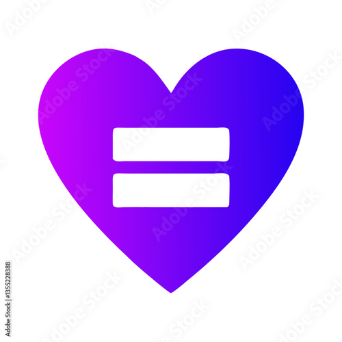 Gradient heart with equality symbol in modern minimalist design