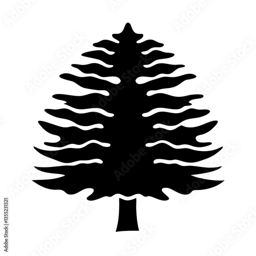 silhouette of a conifer tree, representing nature and a symbol of resilience. The tree's shape is simple yet elegant, vector illustration