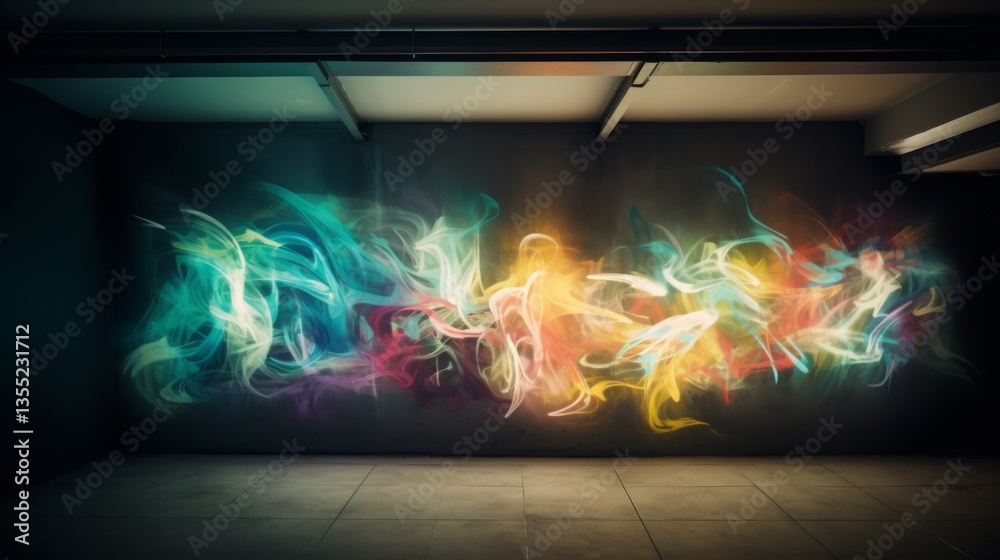 Obraz premium Elegant colorful abstract art on a dark wall.
