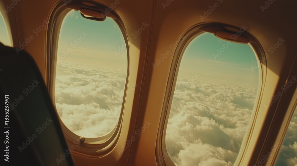 Naklejka premium Soaring Above the Clouds Airplane Window View. (1)