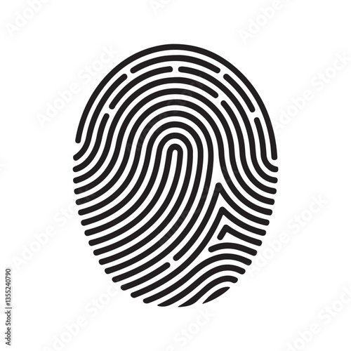 finger print fingerprint lock secure security logo vector icon on transparent background