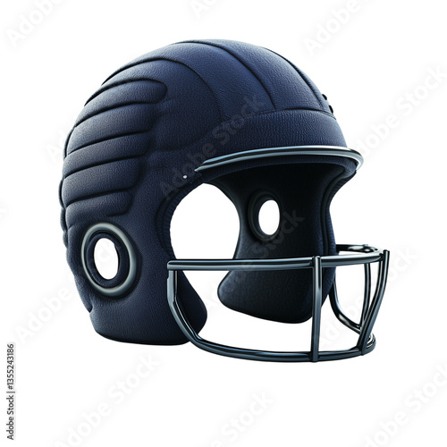 Minimalist rugby helmet padded protection isolated on plain white background without any shadows, realistic sports safety gear, photo