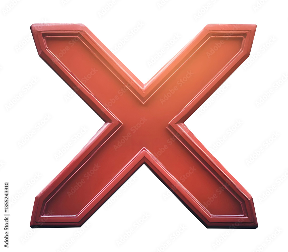 Obraz premium Shiny Red X Sign on Black Surface