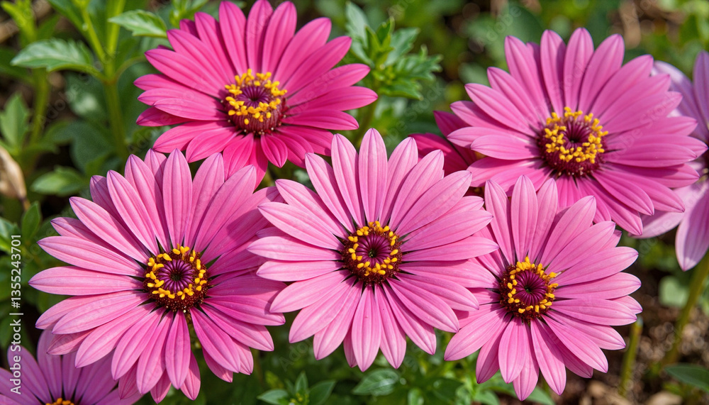 Vibrant aster petals blooming in spring garden, nature's beauty Vibrant aster petals blooming in spring garden, nature's beauty