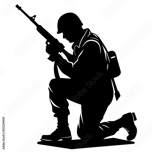 silhouette of a soldier with rifle