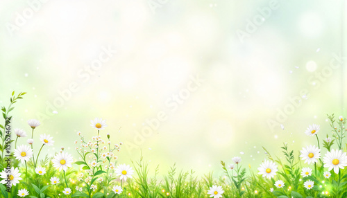 Aerial view of baby's breath petals in gentle meadow, serene beauty