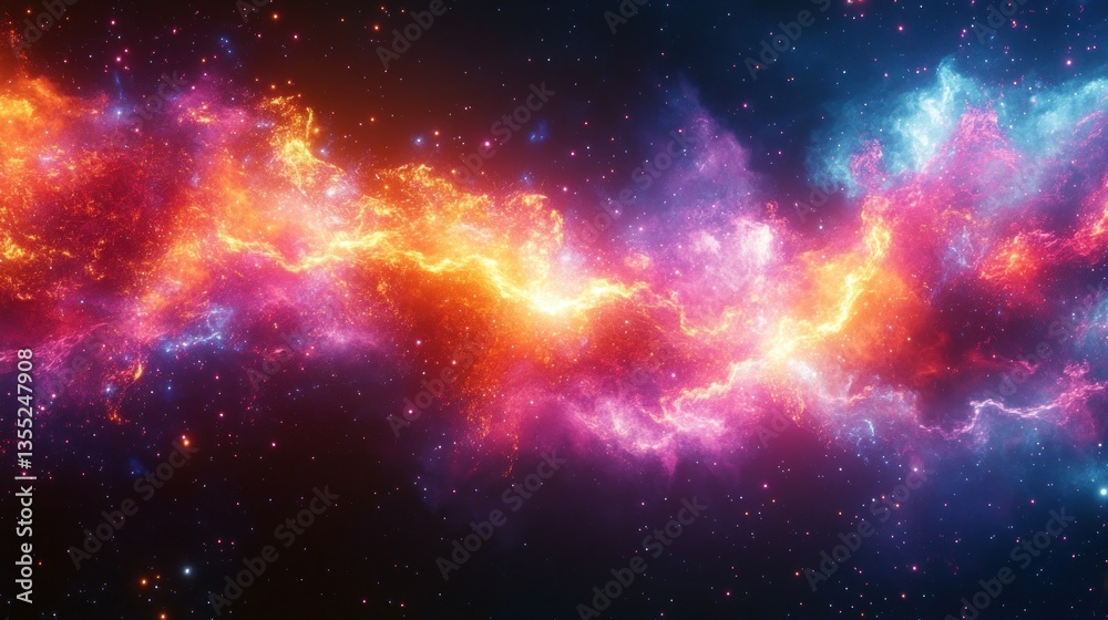 Naklejka premium Cosmic Nebula Energy Stream, Space Background, Abstract Art